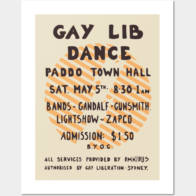 Gay Lib Dance (Vintage Australian Gay Liberation Poster) Wall Art by SNAustralia